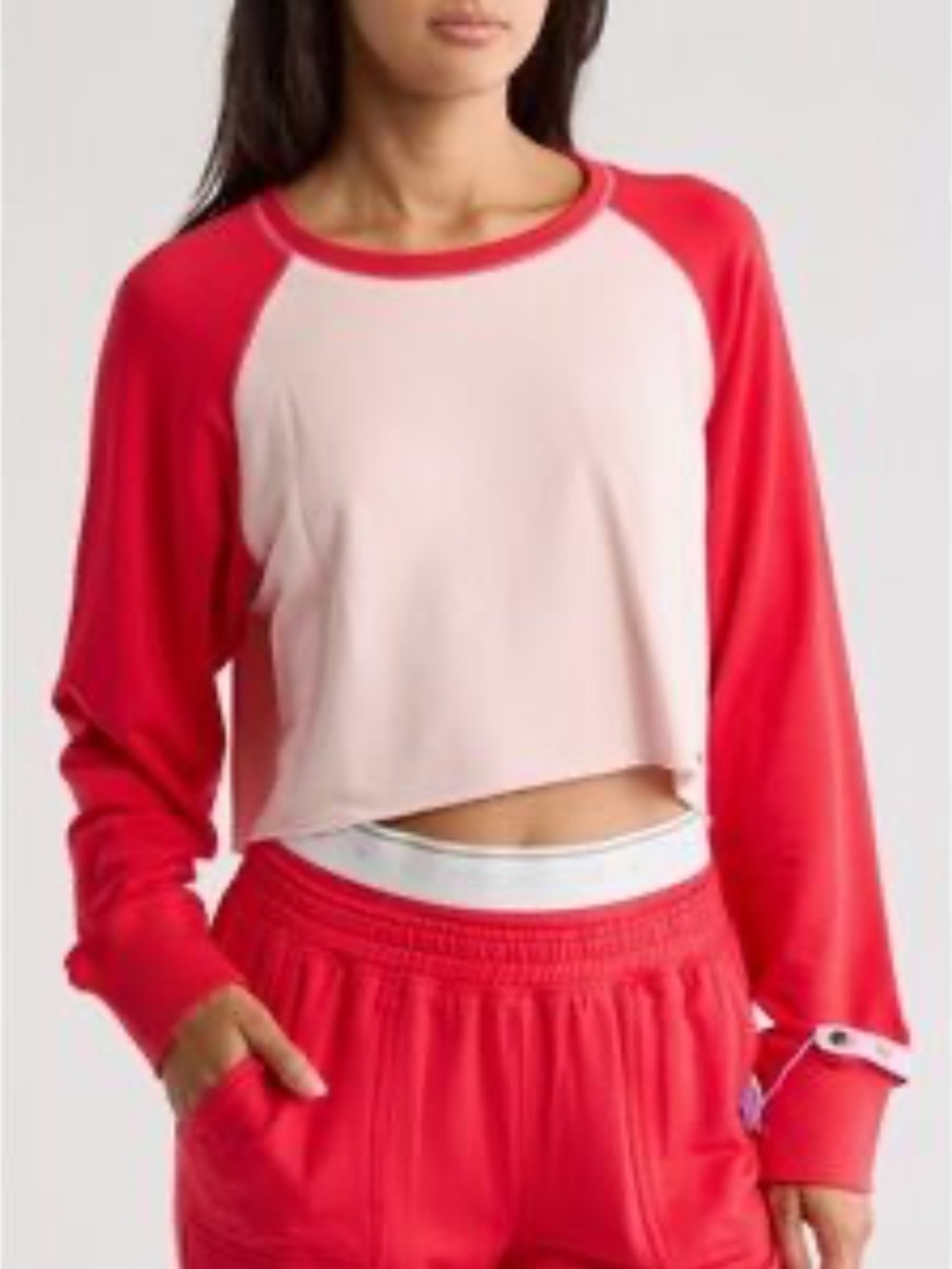 BIG Feelings Women’s Two-Tone Raglan Sweatshirt - Red & Blush
